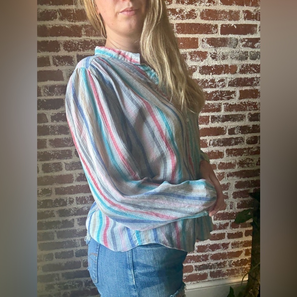 90s Oak Hill Lightweight Striped Blouse - Picture 4 of 7